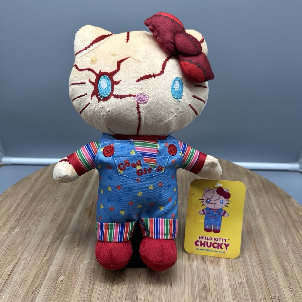Hello Kitty x CHUCKY Plush Doll Keychain CHILD'S PLAY Sanrio UNIVERSAL STUDIOS